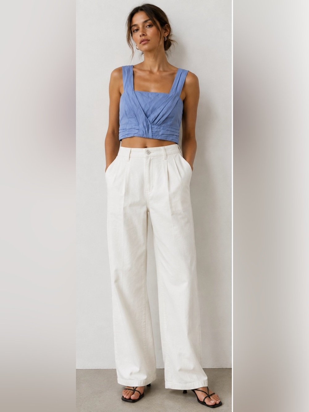 Zara Cornflower Blue Cross-Front Crop Top